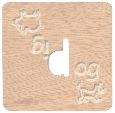 machined plywood stencil tool showing d side